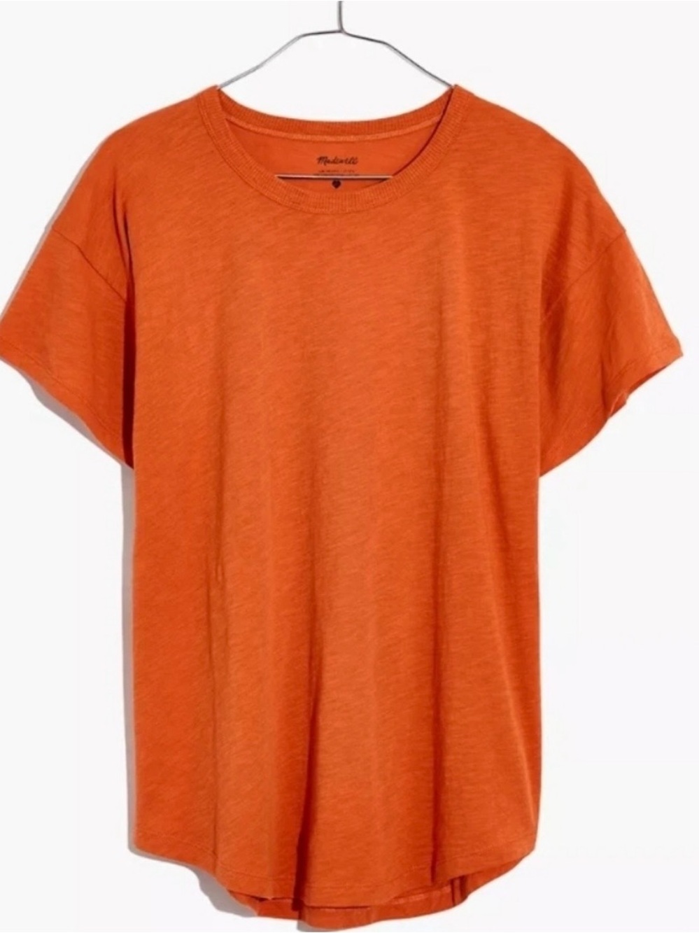 Madewell Whisper Cotton Rib Crewneck Tee in Rusted Tin